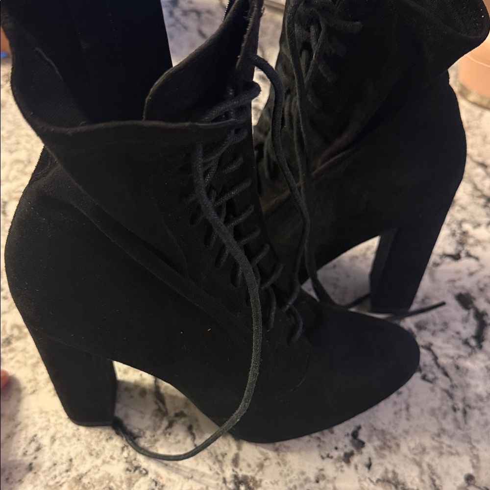 Elegant Black Lace-Up Women's Booties